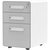Archivador Rodante, Archivador Móvil de Metal con Cerradura, Archivador Bajo el Escritorio para Tamaño Legal/Letter/A4 para el Hogar/Oficina, Completamente Montado-Gris y Blanco - details 1