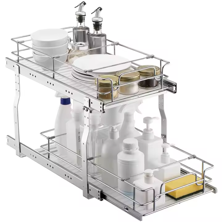 Organizador de Gabinete Extraíble de Alta Resistencia 305x533x381 mm Deslizable para Cocina Baño - 1