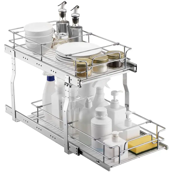 Organizador de Gabinete Extraíble de Alta Resistencia 305x533x381 mm Deslizable para Cocina Baño - 1