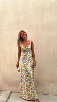 Vestido Tirantes Largo para Mujer 2025 Escote en V Ajustado, Estampado Floral - details 6