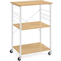 Estantería de Cocina con Ruedas, Carrito de Servicio de 3 Niveles, Estantería para Microondas, Horno, Tostadora, Marco de Metal con 6 Ganchos, Marrón Rústico y Negro - details 17
