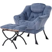 Silla perezosa con otomana, silla moderna con reposabrazos y bolsillo lateral, sillón de lectura con reposapiés para espacios pequeños, color verde afelpado - details 38