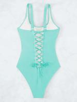 S-XXL sexy cruzado sin espalda, traje de baño de una pieza, Monokini con corte de pierna alta, traje de baño para mujer - details 18