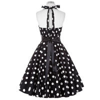 Vintage Women Summer Polka Dot Print Halter Party Dresses - details 83