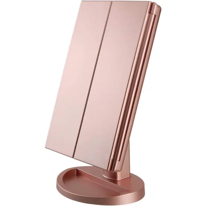 Espejo de Maquillaje con LED, iluminación de Mesa, Luz con Ampliación 1X / 2X/3X, Espejo de tocador Plegable, Rotación de 180 °, Pantalla Táctil Espejo Cosmético para Hombre y Mujer - 1