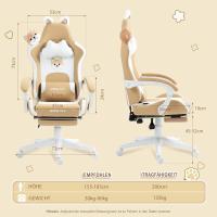 Silla de juego para ordenador, diseño ergonómico, con respaldo alto, soporte lumbar, reposapiés, piel sintética - details 9