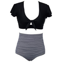 Bikini triangular de cintura alta fat mm plus fat plus size bañador mujer dividido - details 6