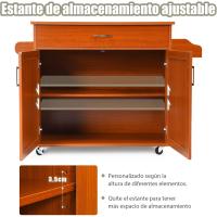 Carrito de Cocina Carro de Servicio Comedor con Ruedas,Toallero,Cajón, Puerta y Estantes Gabinete Mueble de Cocina (blanco) - details 29