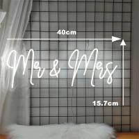 Letrero de neón Mr Mrs, letreros de neón decorativos Led, luces LED de pared para dormitorio, bodas, señales ceremoniales para paredes de boda, decoración estética, letrero de neón de boda grande - details 4