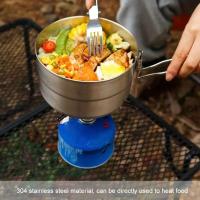 Olla de cocina de acero inoxidable para exteriores, con tapa y mango plegable, perfecta para acampar, hacer senderismo y hacer picnic, 1 ud. - details 5