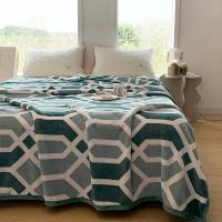 Manta de Lana de Estilo Geométrico en Blanco para Colchones y Sofá Reacciona con Impresión Gráfica Ideal para Cama Individual/Reina/Rey - details 1