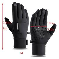 Guantes de motorista para hombre, polares de peluche resistentes a la abrasión, impermeables, para senderismo, 1 par - details 5