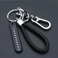 Llavero de Coche de Cuero con Cuerda de Tirantes Accesorio de Llavero de Vehículo Automotriz con Número de Teléfono Regalo Ideal para el Marido - details 4