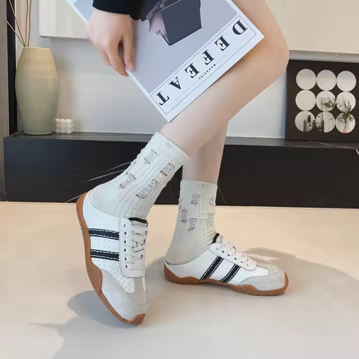 Dexun zapatos media zapatillas nuevo feo lindo medio arrastre zapatos deportivos plano casual de gran tamaño zapatos de las mujeres 41-43 - 1