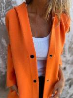 2025 Chaqueta casual con capucha de un solo pecho, color sólido, otoño e invierno, - details 13