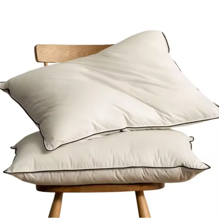 Plumón de plumas orgánico almohadas 40x80 Pack de 2 Unidades, Lujosa almohada para dormir de hotel de 3 cámaras, Almohada 40x80 cm plumón con funda 100% algodón y relleno de pluma de ganso, Blanco - 1