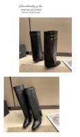 Botas Vaqueras Occidentales Para Mujer, Nuevas Botas Altas De Cabeza Cuadrada Pequeña Con Hebilla Doble De Tacón Grueso - details 2