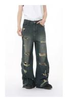 Ropa de hombre nuevo estilo calle americana agujero deshilachado industria pesada moda personalizada versátil lavado jeans sueltos tendencia - details 5