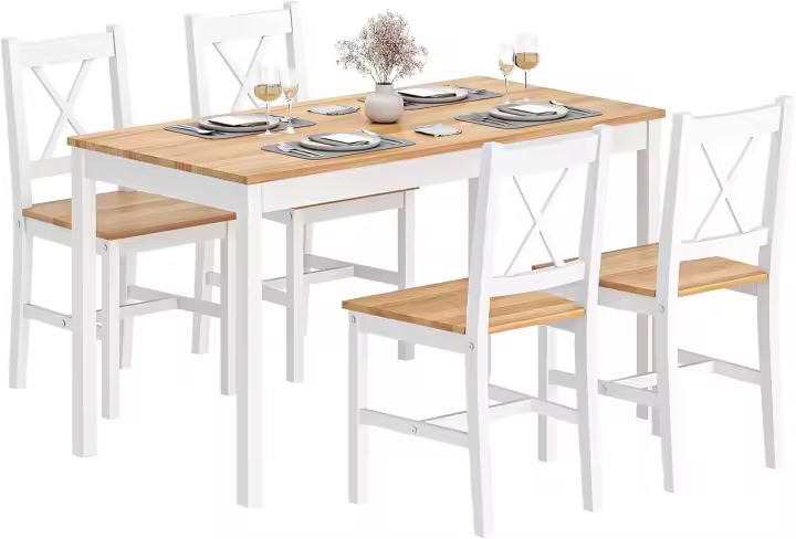 Juego de muebles de comedor con 4 sillas y mesa de comedor de cocina, conjunto de mesa de comedor de 5 piezas para cocina comedor - 1