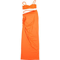BUNO-Conjunto de 2 piezas de tejido para mujer, camisolas cortas plisadas lisas impresionantes + faldas largas de cintura alta, traje de vacaciones de tendencia femenina - details 76