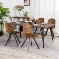 Juego de 4 sillas giratorias de ante para comedor con asiento acolchado, sillas de diseño para salón o cocina, con patas de metal negro, marrón - details 3