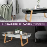 Mesita de Centro Rectangular, de Vidrio y Madera con Bandeja para Revistas, Mesa de Centro Baja para Salón y Oficina - details 40