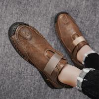 Zapatillas deportivas de cuero para hombre, zapatos planos sin cordones de Velcro, cómodos, ligeros, para conducir, para caminar y trabajar - details 11