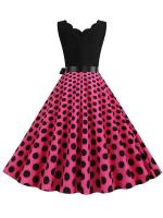 Dot print summer women elegant vintage party casual sleevelss a line dress - details 36