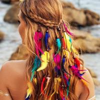 Diadema de plumas con borlas a la moda, tocado ajustable de estilo bohemio, disfraz étnico, diadema india de arcoíris, boda de novia - details 5