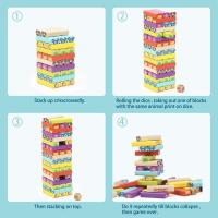 Torre de madera para niños de 3 años, bloques de construcción de madera con animales y colores, juegos de apilamiento para niños de 3 años, juegos de mesa para niños de 5 a 8 años - details 1