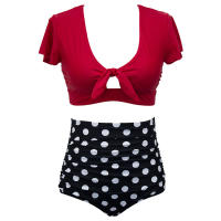 Bikini triangular de cintura alta fat mm plus fat plus size bañador mujer dividido - details 2