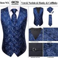 Chaleco ajustado, corbata, bolsillo, gemelos cuadrados, chaleco de seda para hombre, conjunto de corbata para traje, vestido, chalecos florales de cachemira de boda, regalo - details 18