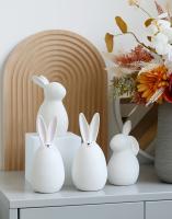 Figuritas de conejo de cerámica Kawaii, escultura de conejo de liebre, adornos de animales de jardín, decoración nórdica de Pascua para el hogar, decoración de la habitación - details 0