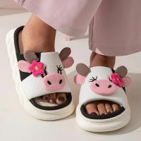 Zapatillas de mujer de lino con suela gruesa de vaca, cómodas zapatillas de algodón para el hogar, con tacón plano, antideslizantes, para interior, invierno, 2024 - details 0