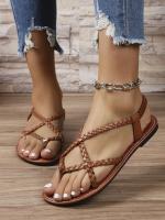 Sandalias planas casuales con punta para mujer 2025 nuevo estilo sandalias de playa romanas tejidas slip-on talla grande - details 9