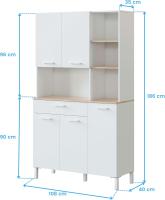 Alacena de Cocina Mueble Auxiliar de 3 Puertas y 1 Cajón Acabado en Blanco Artik y Roble Canadian - details 25