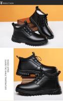 Botas de goma con suela para hombre, zapatos de nieve negros Martin para trabajo, botas de piel hasta el tobillo, botas de moda impermeables para invierno para hombre - details 13