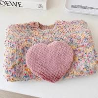 Ropa para niños primavera otoño moda para niñas suéter de punto grueso Top de color de amor tridimensional para niños - details 1