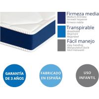 colchón, Modelo Ten colchón Infantil 10cm con núcleo HR ECOPUR, Ideal para Uso Ocasional, Camas supletorias y niños - details 3