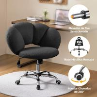 Silla de Escritorio Ergonómica Diseño Nube en Tejido Bouclé Altura Ajustable Ruedas Giratorias - details 24