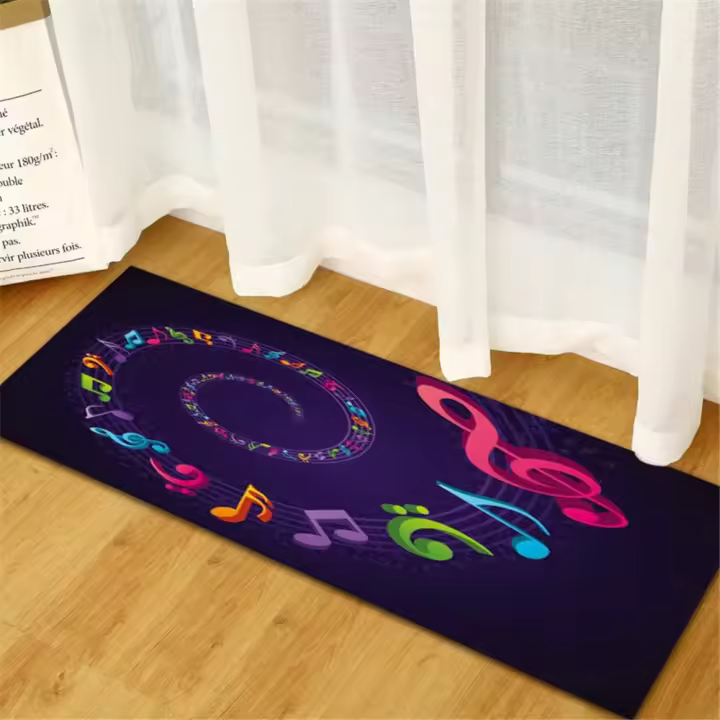 Alfombra grande antideslizante con personalidad moderna y creativa para puerta, alfombra para piso, alfombrillas para escaleras (notas giratorias, 60 x 90 cm) - 1