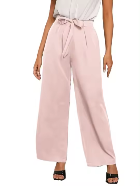 Bury Pantalones anchos y rectos de cintura alta para mujer con estilo coreano - 1