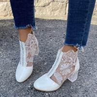 Botas de Cuero para Mujer Primavera 2025 Estilo Cremallera PU Tacón Grueso Boca Profunda - details 3