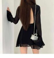 Elegante Vestido Mini de Encaje con Lazo Trasero Moda Femenina para Fiestas - details 13