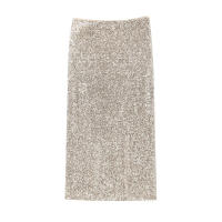 BUNO-Falda midi envolvente con lentejuelas para mujer, cintura alta con lazo atado, faldas femeninas, fiesta, moda - details 2