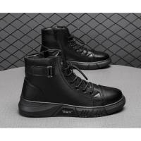 Zapatos de piel de moda para hombre, botas altas estilo Chelsea, impermeables, cómodas, con plataforma, 2025 - details 19