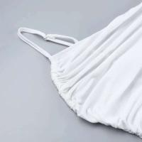 Verano 2024 Nuevo vestido largo ajustado con pliegues en los hombros y vestidos con dobladillo abierto en A para mujer - details 18