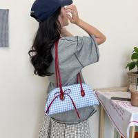 Nuevo bolso de hombro estilo coreano a cuadros, de piel sintética, con lazo dulce, estilo Boston, informal, de color sólido, bolso de mano para mujer, para regalo. - details 39