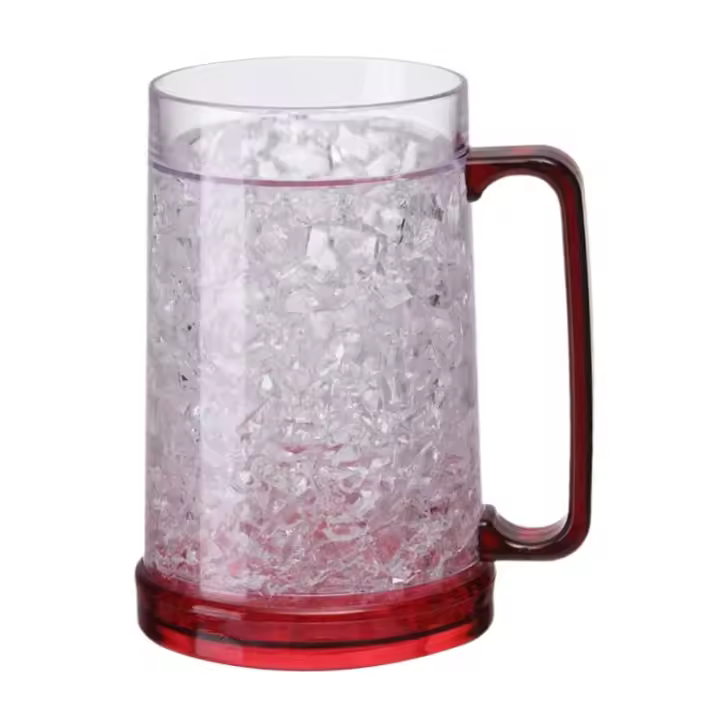Taza de cerveza helada para congelador, vaso de vino de enfriamiento transparente, doble pared, Gel, vasos para beber, Color aleatorio - 1