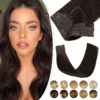 Extensión de cabello Halo, línea de pescado ombré, extensión de cabello humano, línea elástica de cristal resaltada con Clip en peluca, cabello 100% Remy - details 15